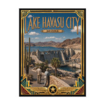 Lake Havasu City Arizona Vintage Art Deco Golden