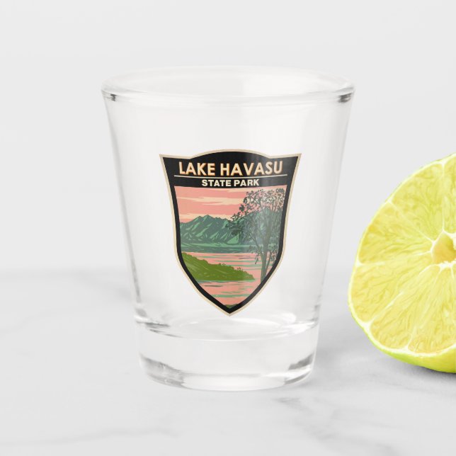 Lake Havasu Staat Park/Garten: Parco delle camelie Schnapsglas (Vorderseite)