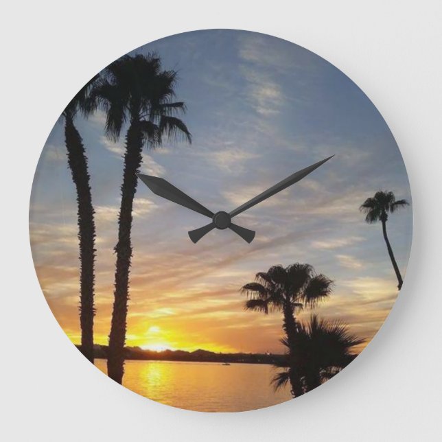Lake Havasu Sunrise Große Wanduhr (Vorderseite)