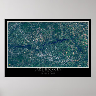 Lake Hickory North Carolina Satelliten-Poster Kart Poster