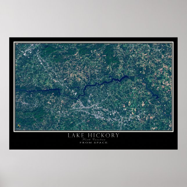 Lake Hickory North Carolina Satelliten-Poster Kart Poster (Vorne)
