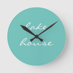 Lake House Aquamarin Blue Aqua White Elegant Cool Runde Wanduhr