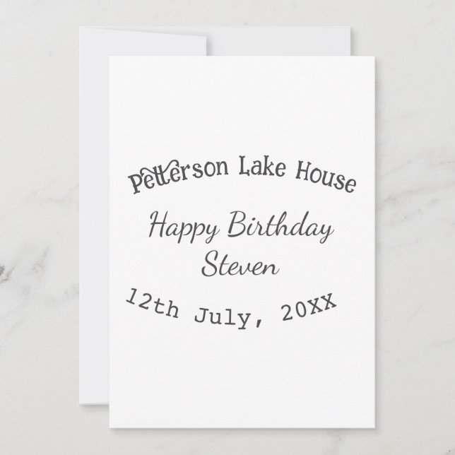 Lake house beach happy birthday add name date year einladung (Vorderseite)