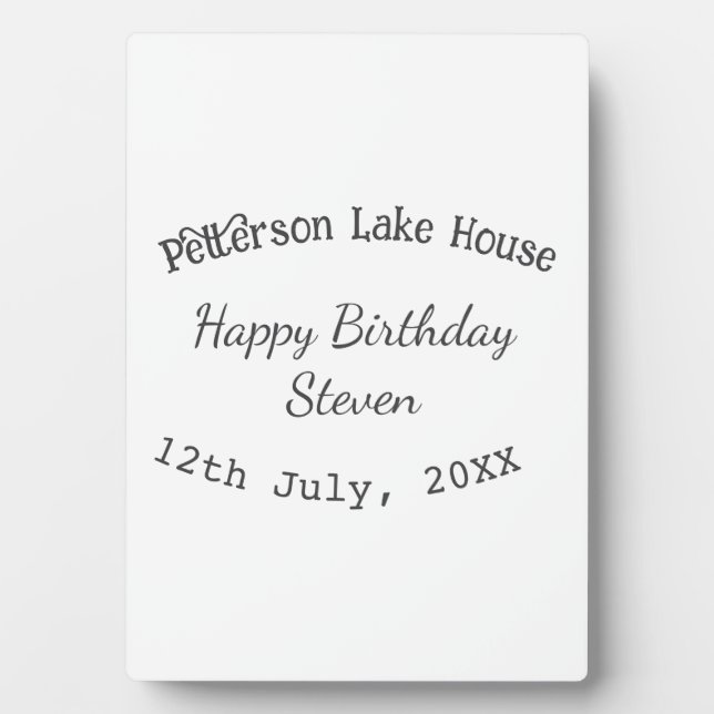 Lake house beach happy birthday add name date year fotoplatte (Vorderseite)