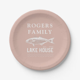 Lake House Familienname Blues Pink Pappteller