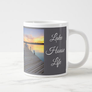 Lake House Leben Sonnenuntergang, Ruhe Wohlbefinde Jumbo-Tasse