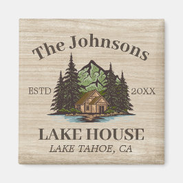 Lake House Wood Themed Family Name Personalisiert Magnet