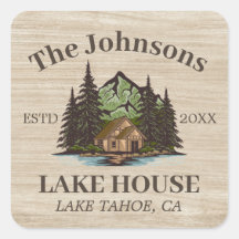 Lake House Wood Themed Family Name Personalisiert