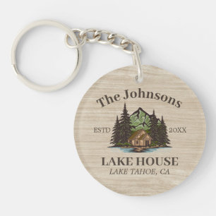 Lake House Wood Themed Family Name Personalisiert Schlüsselanhänger