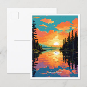 Lake Hubert Minnesota Vintage-Reiseillustration Postkarte