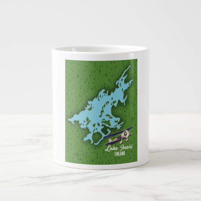 Lake Inari Finnland Karte Jumbo-Tasse (Vorderseite)