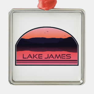 Lake James North Carolina Roter Sonnenaufgang Ornament Aus Metall