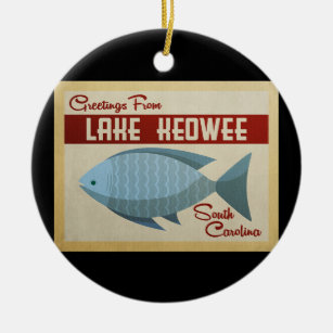 Lake Keowee Fisch Vintage Travel Keramik Ornament