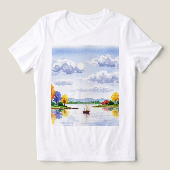 Lake landscape Tri-Blend shirt (Design Vorderseite)