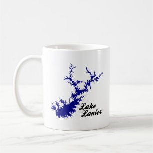 Lake Lanier Georgia Blaue Uferlinie Skriptkarte Ku Kaffeetasse