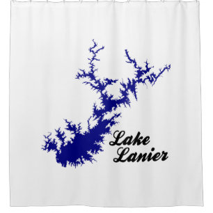 Lake Lanier Georgia Blue Ufer Schriftzug Kartenski Duschvorhang