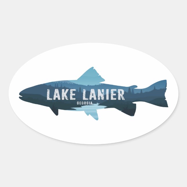 Lake Lanier Georgia Fisch Ovaler Aufkleber (Vorderseite)