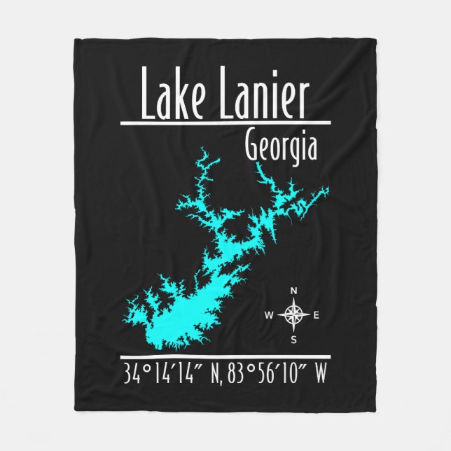 Lake Lanier Georgia Karte Fleece Decke (Vorderseite)
