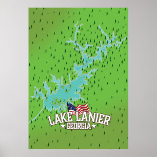 Lake Lanier Georgia Karte Poster