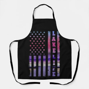Lake Life American Flag Dock Sunset Wakeboarder Schürze