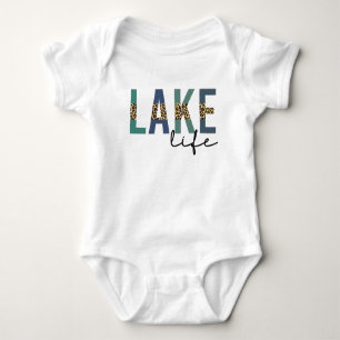 Lake Life Cheetah Print Typografy Baby Strampler