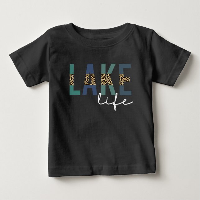 Lake Life Cheetah Print Typografy Baby T-shirt (Vorderseite)