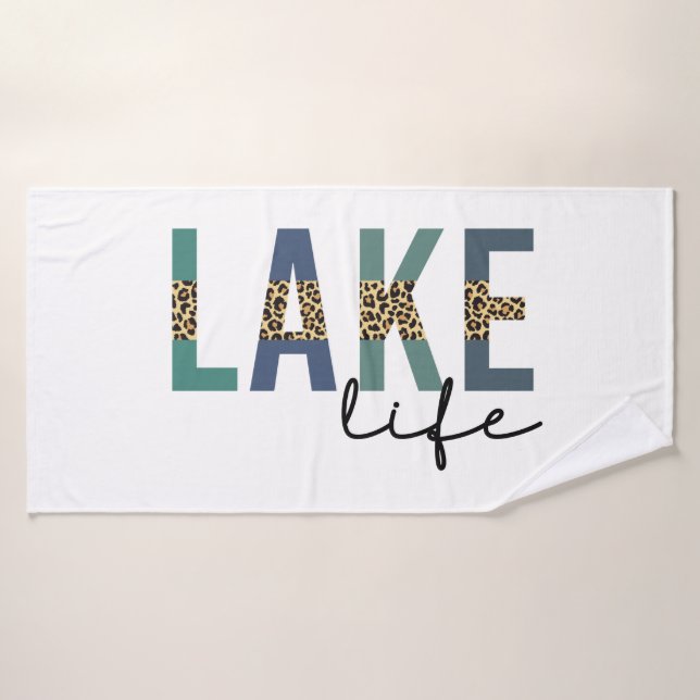 Lake Life Cheetah Print Typografy Badehandtuch (Badehandtuch)