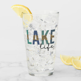 Lake Life Cheetah Print Typografy Glas