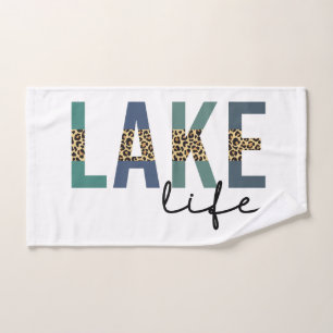 Lake Life Cheetah Print Typografy Handtuch