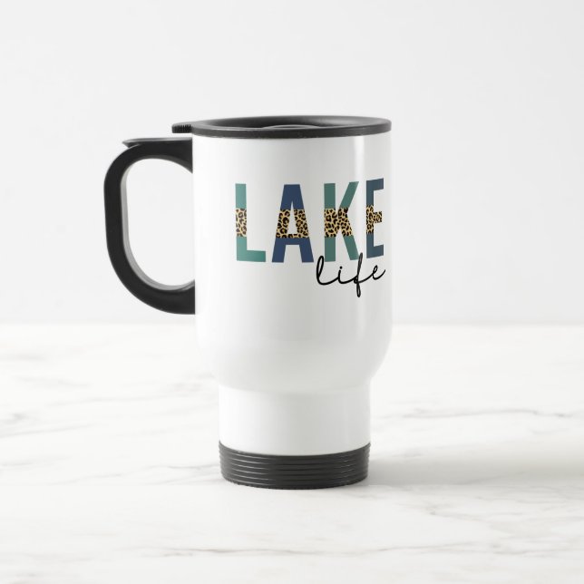 Lake Life Cheetah Print Typografy Reisebecher (Links)