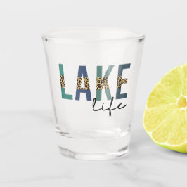 Lake Life Cheetah Print Typografy Schnapsglas