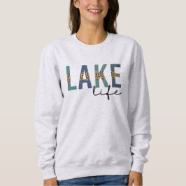 Lake Life Cheetah Print Typografy Sweatshirt