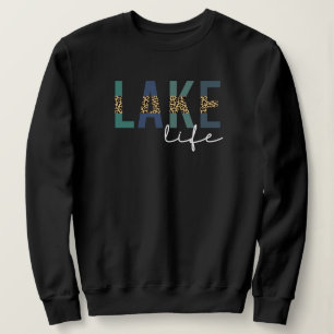 Lake Life Cheetah Print Typografy Sweatshirt