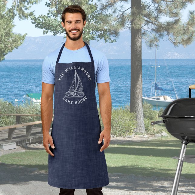 Lake Life Family Name Navy Blue Lake Kitchen Schürze (Von Creator hochgeladen)