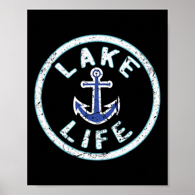 Lake Life Fishing Boating Saying Fisherman Vacatio Poster (Vorne)