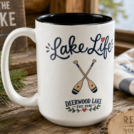 Lake Life Oars Deerwood Lake Zweifarbige Tasse