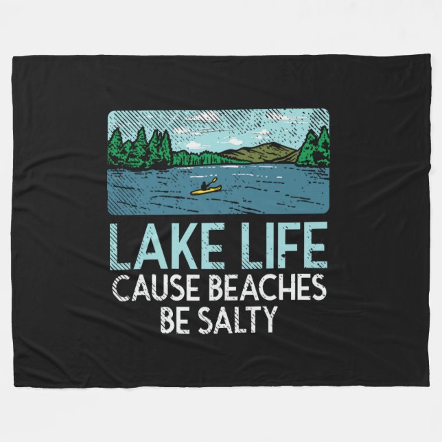 Lake Life Salty Beaches Fleecedecke (Vorderseite (Horizontal))