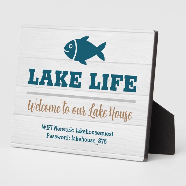 Lake Life Willkommen bei unserem Lake House WIFI-S Fotoplatte (Seite)