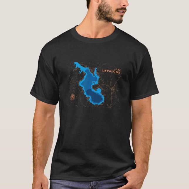 Lake Livingston Texas Map T-Shirt (Vorderseite)