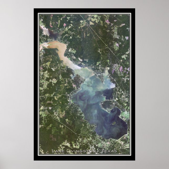 Lake Livingston Texas Satellite Poster Karte (Vorne)