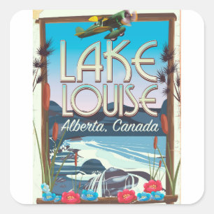 Lake Louise, Alberta Canada Reiseplakat Quadratischer Aufkleber