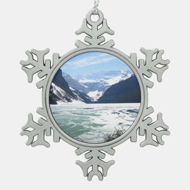 Lake Louise, Banff, Alberta, Kanada Schneeflocken Zinn-Ornament (Vorderseite)