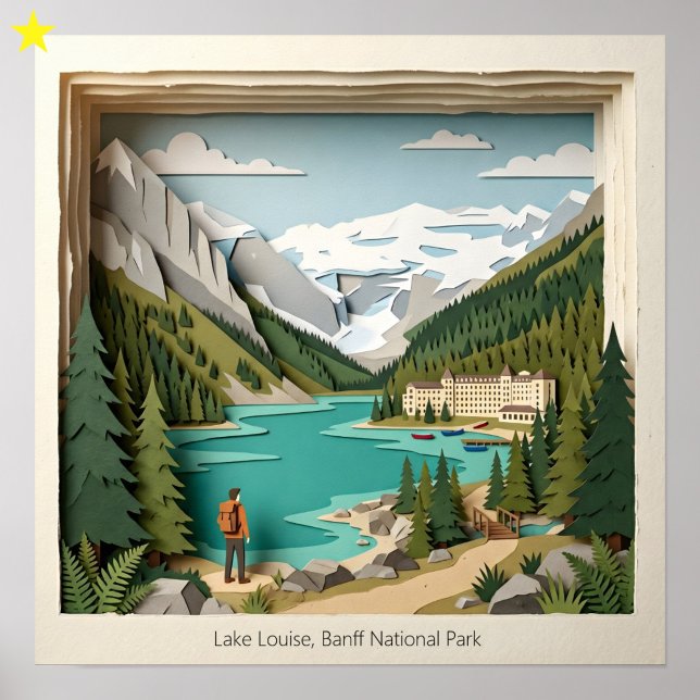 Lake Louise Banff Canada Paper Collage Diorama Poster (Von Creator hochgeladen)