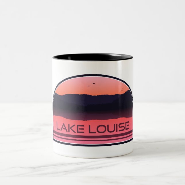 Lake Louise Banff National Park Red Sunrise Zweifarbige Tasse (Mittel)