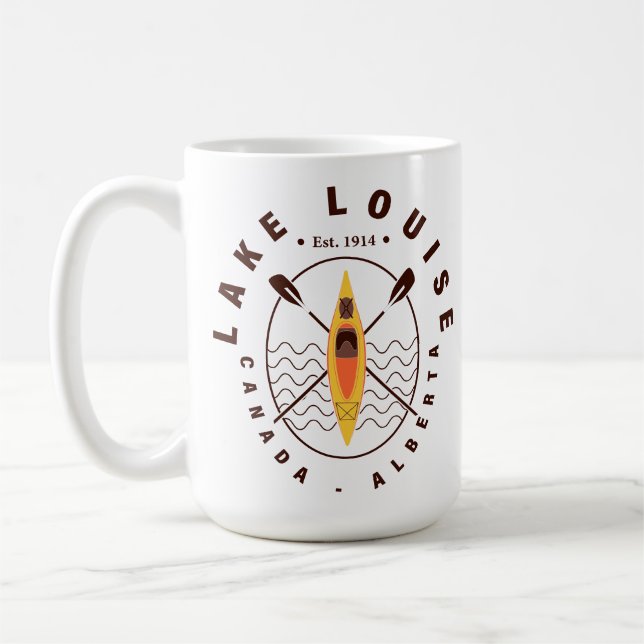 Lake Louise Canada Alberta Kayaking Retro Souvenir Kaffeetasse (Links)
