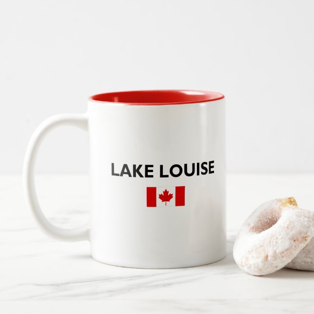 Lake Louise Canada Kanadische Flagge Licht Farbe Zweifarbige Tasse (Mit Donut)