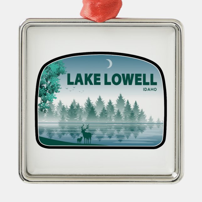 Lake Lowell Idaho Deer Ornament Aus Metall (Vorne)