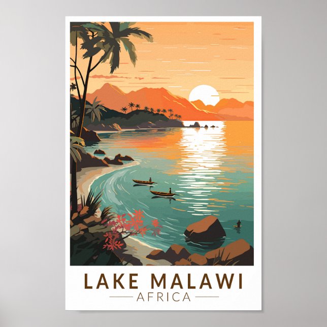 Lake Malawi Africa Sunset Travel Art Vintag Poster (Vorne)