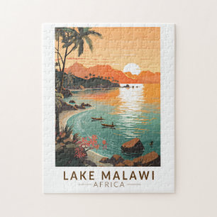 Lake Malawi Africa Sunset Travel Art Vintag Puzzle