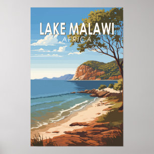 Lake Malawi Africa Travel Art Vintag Poster